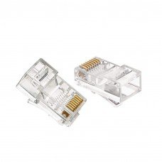 RJ45 Clear Transparent Male Plug Crimp Connector for Standed CAT5 CAT5e Ethernet Network Cable - (Pack of 10 Pcs)