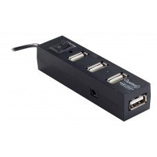 Quantum QHM6660 4 Port Hi-Speed USB Hub with Power Switch (Black)